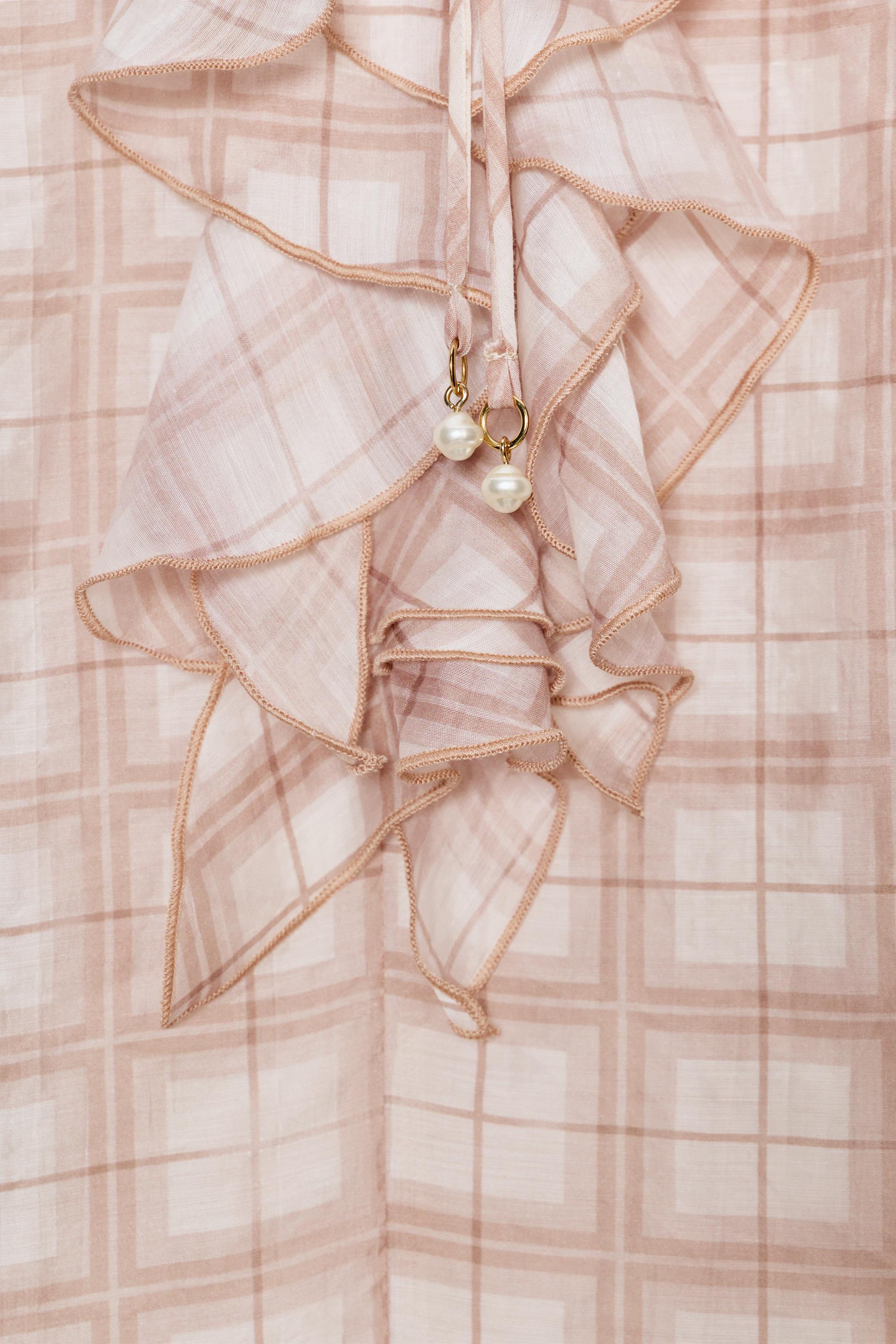 PLAID RUFFLED BLOUSE